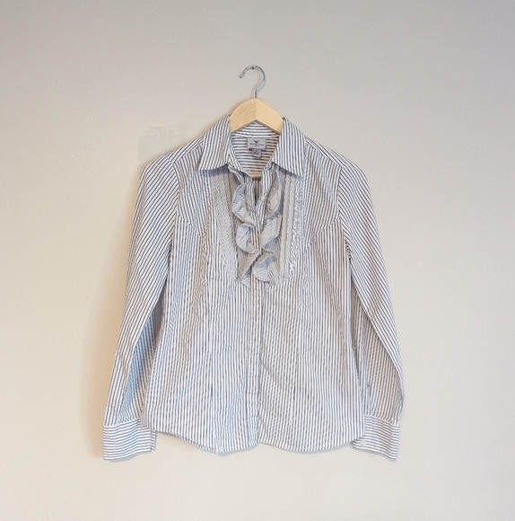 Worthington Frilly Striped Button Up - Picture 1 of 4